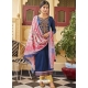 Dark Blue Designer Cotton Satin Salwar Suit