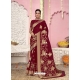 Maroon Designer Wedding Wear Organza Sari