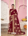 Maroon Designer Wedding Wear Organza Sari