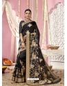 Black Designer Wedding Wear Organza Sari