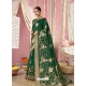 Dark Green Designer Wedding Wear Organza Sari