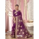 Purple Designer Wedding Wear Organza Sari