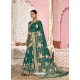 Teal Designer Wedding Wear Organza Sari