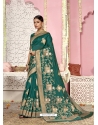 Teal Designer Wedding Wear Organza Sari