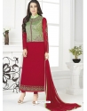 Tomato Red Designer Party Wear Straight Salwar Suit
