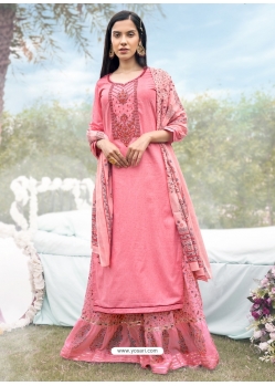 Light Red Readymade Designer Cotton Salwar Suit
