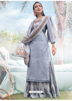 Grey Readymade Designer Cotton Salwar Suit