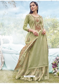 Pista Green Readymade Designer Cotton Salwar Suit