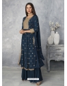 Teal Blue Designer Real Georgette Salwar Suit
