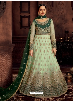 Sea Green Designer Embroidered Gown Style Anarkali Suit