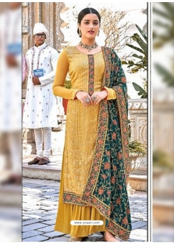Mustard Designer Blooming Georgette Salwar Suit
