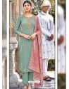 Grayish Green Designer Blooming Georgette Salwar Suit