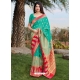 Aqua Mint Designer Wedding Wear Banarasi Soft Silk Sari