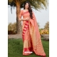 Light Red Designer Wedding Wear Banarasi Soft Silk Sari