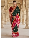 Dark Green Designer Wedding Wear Banarasi Soft Silk Sari