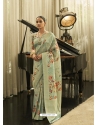 Sea Green Designer Wedding Wear Soft Zari Sari