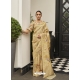 Gold Designer Wedding Wear Soft Zari Sari
