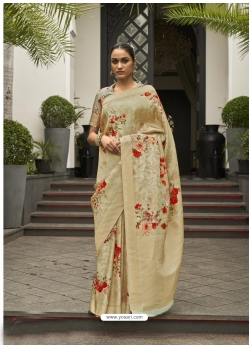 Olive Green Designer Wedding Wear Soft Zari Sari