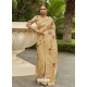 Gold Designer Wedding Wear Soft Zari Sari