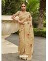 Gold Designer Wedding Wear Soft Zari Sari