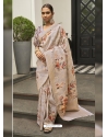 Light Grey Designer Wedding Wear Soft Zari Sari
