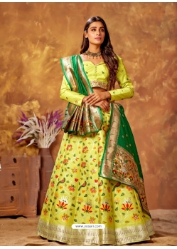 Lemon Designer Wedding Wear Silk Lehenga Choli