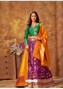 Purple Designer Wedding Wear Silk Lehenga Choli