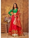 Tomato Red Designer Wedding Wear Silk Lehenga Choli