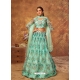 Aqua Mint Designer Wedding Wear Organza Lehenga Choli