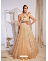 Gold Readymade Fancy Designer Party Wear Net Gown