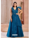 Teal Blue Readymade Fancy Designer Party Wear Net Gown