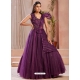 Purple Readymade Fancy Designer Party Wear Net Gown