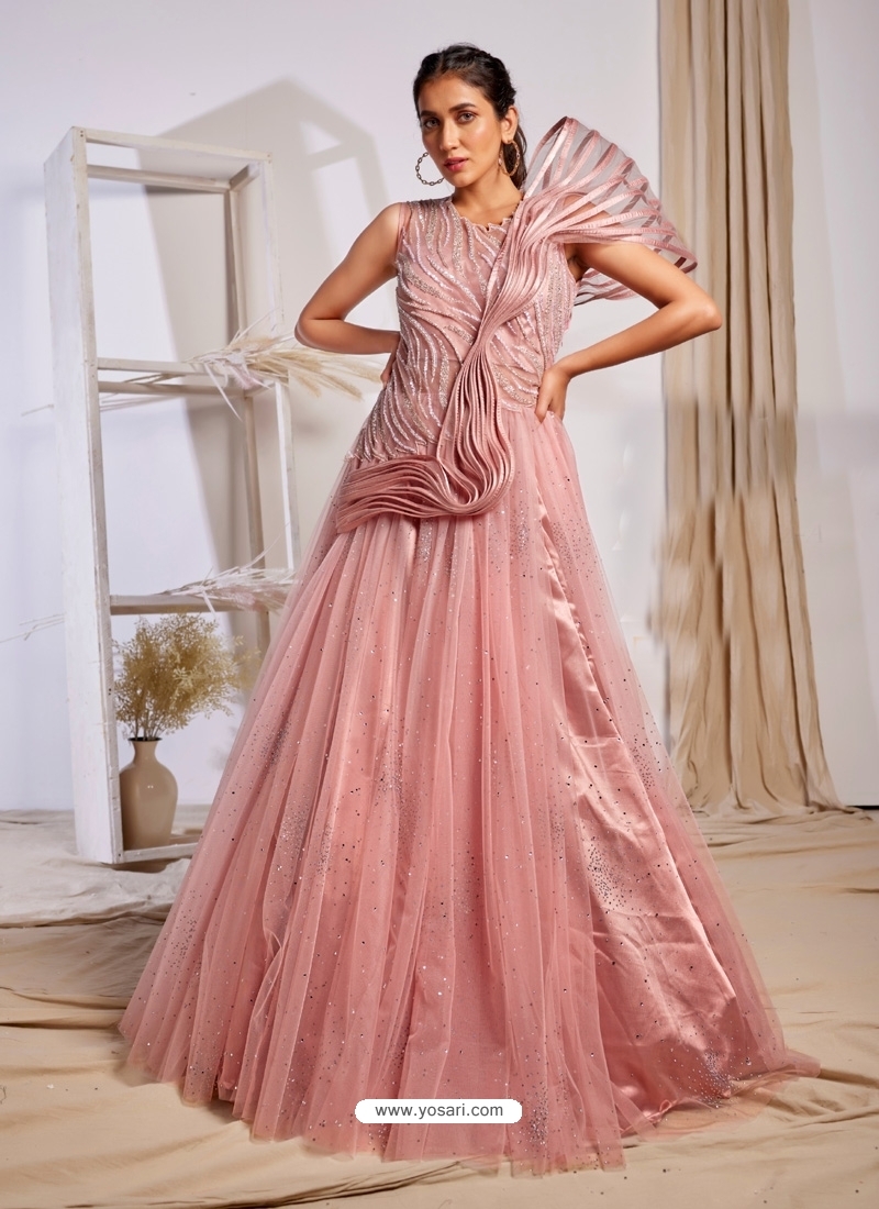 Georgette Latest New Designer Ladies Gown, 4 Color