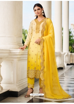 Yellow Designer Wedding Palazzo Salwar Suit