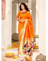 Orange Designer Wedding Wear Banarasi Soft Silk Sari