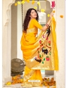 Yellow Designer Wedding Wear Banarasi Soft Silk Sari