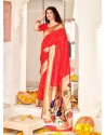 Red Designer Wedding Wear Banarasi Soft Silk Sari