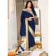 Navy Blue Designer Wedding Wear Banarasi Soft Silk Sari