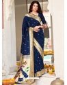 Navy Blue Designer Wedding Wear Banarasi Soft Silk Sari