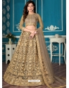 Taupe Designer Wedding Wear Net Lehenga Choli