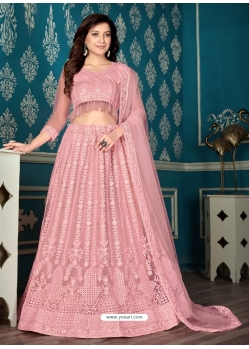 Pink Designer Wedding Wear Net Lehenga Choli