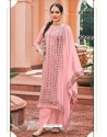 Baby Pink Designer Faux Georgette Embroidered Salwar Suit