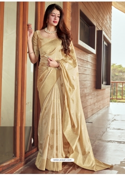 Gold Designer Party Wear Silk Sari