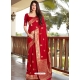 Tomato Red Designer Party Wear Silk Sari