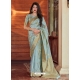Aqua Grey Designer Party Wear Silk Sari