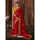 Rose Red Designer Wedding Wear Silk Sari