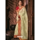 Off White Designer Wedding Wear Silk Sari