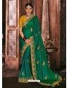 Aqua Mint Designer Wedding Wear Silk Sari