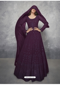Purple Designer Party Wear Real Georgette Anarkali Suit