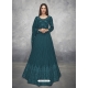 Teal Blue Designer Party Wear Real Georgette Anarkali Suit